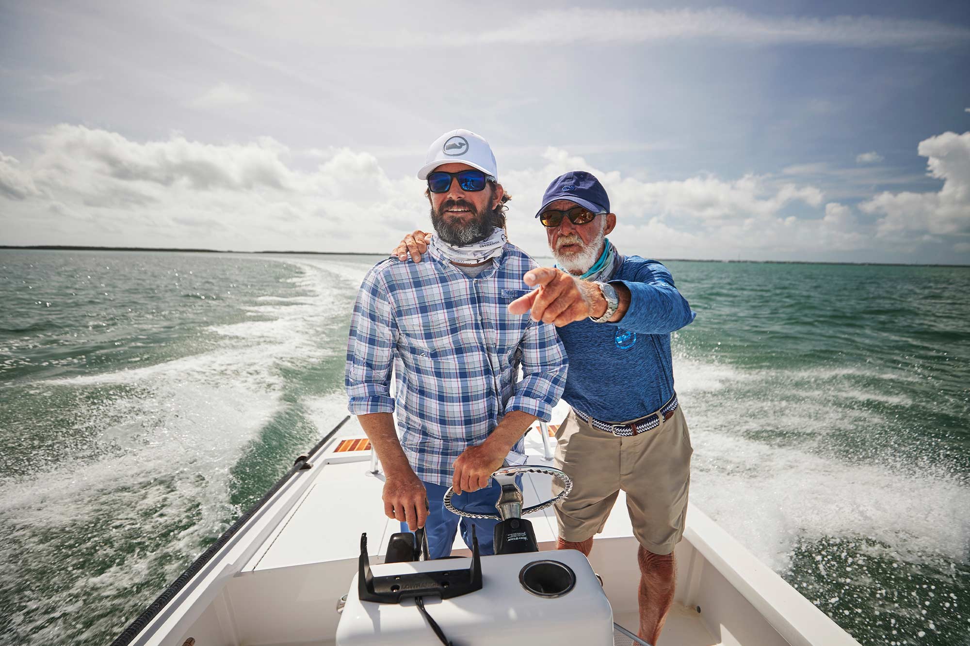 Gary Skrobeck Jr. and Skip Paxton on a boat